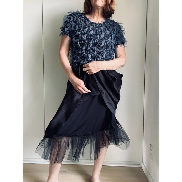 Y2K Byer Tulle Black AlIen Satin Skirt Waist 27" Small Goth wimsygoth Withcy - Picture 3 of 9